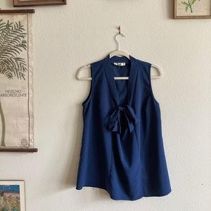 Dark Blue sleeveless work blouse